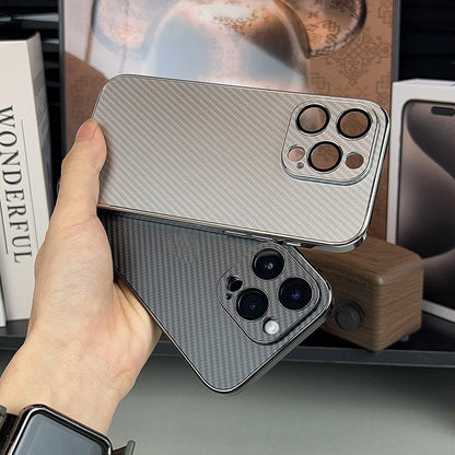 Compatible with iPhone 15 14 13 12 Pro Max Phone Case Carbon Fiber Texture Magnetic Matte Apple 14 Shockproof Electroplated Protective Cover