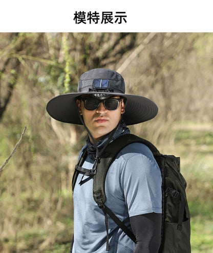Foreign Trade Hot Item Solar Hat Rechargeable Dual Fan Men's Fishing Fisherman Hat Outdoor Sun Hat Sun Protection Hat