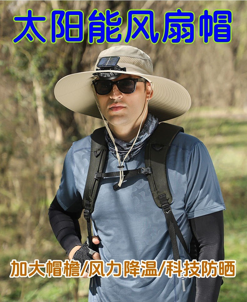 Foreign Trade Hot Item Solar Hat Rechargeable Dual Fan Men's Fishing Fisherman Hat Outdoor Sun Hat Sun Protection Hat