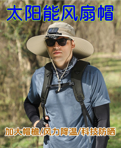 Foreign Trade Hot Item Solar Hat Rechargeable Dual Fan Men's Fishing Fisherman Hat Outdoor Sun Hat Sun Protection Hat