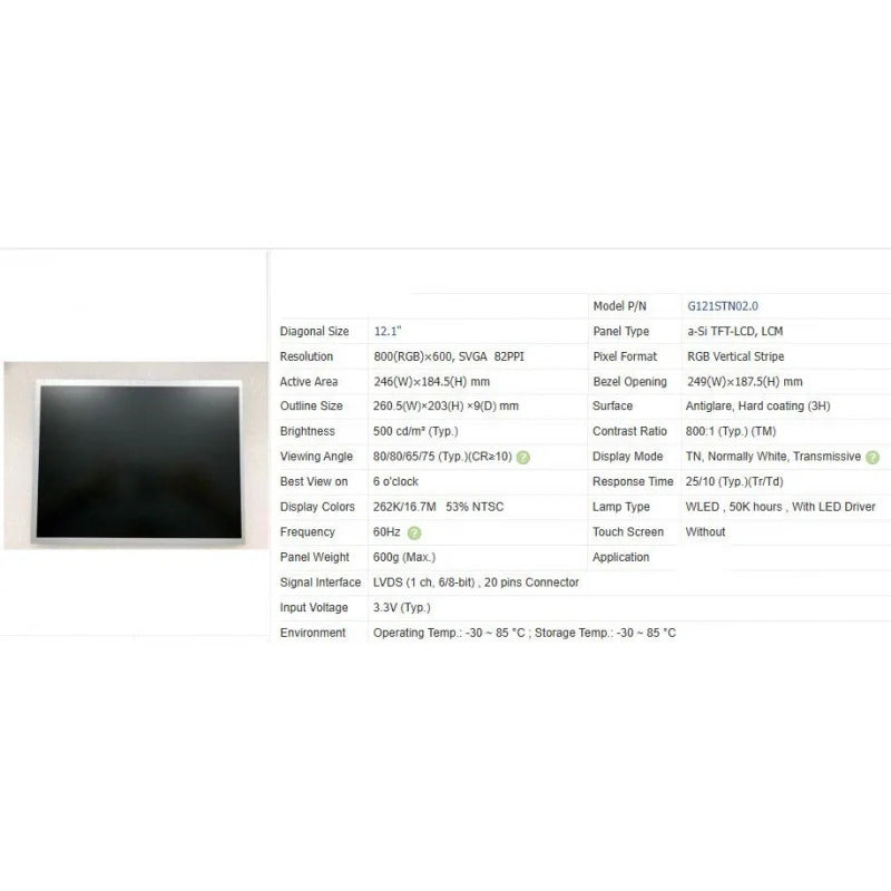 G121stn02.0 brand new original 12.1 inch LCD screen