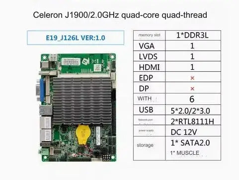 J1900 3.5 inch Motherboard 3.5" SBC IPC Mainboard industrial with Celeron Quad Core DC-12V 6-COM 2xGbE LAN LVDS VGA