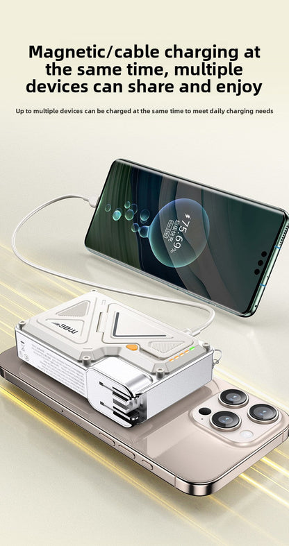 Power Bank AC Power Bank 35W Fast Charging with Built-in Cable Portable Power Supply Magnetic Wireless Charging Stand Multi-Function
