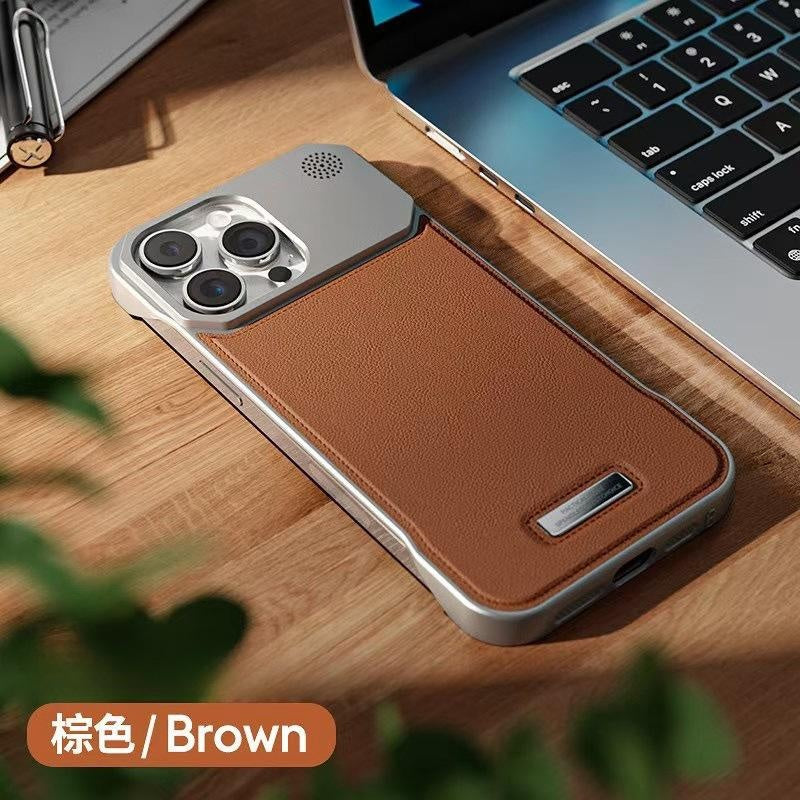 Compatible with iPhone 17 16 15 14 13 12 Pro Max Plus Air Leather Aroma Frameless Magnetic Phone Case Apple 15/14 Metal Protective Cover 13