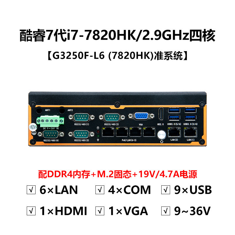 G3250F-L6 Mini Industrial Computer 6 Network Ports 4 Serial Ports XP Industrial PC 7/8th Gen i7 i5 Industrial Host