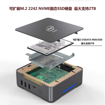 GK3VPLUS/N100 Mini Host N150 Home Office 4K Gaming Micro Portable Computer with Triple Screen Output