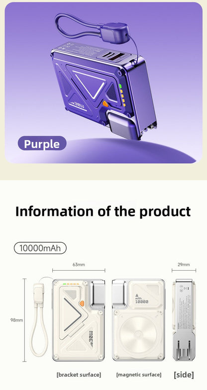 Power Bank AC Power Bank 35W Fast Charging with Built-in Cable Portable Power Supply Magnetic Wireless Charging Stand Multi-Function