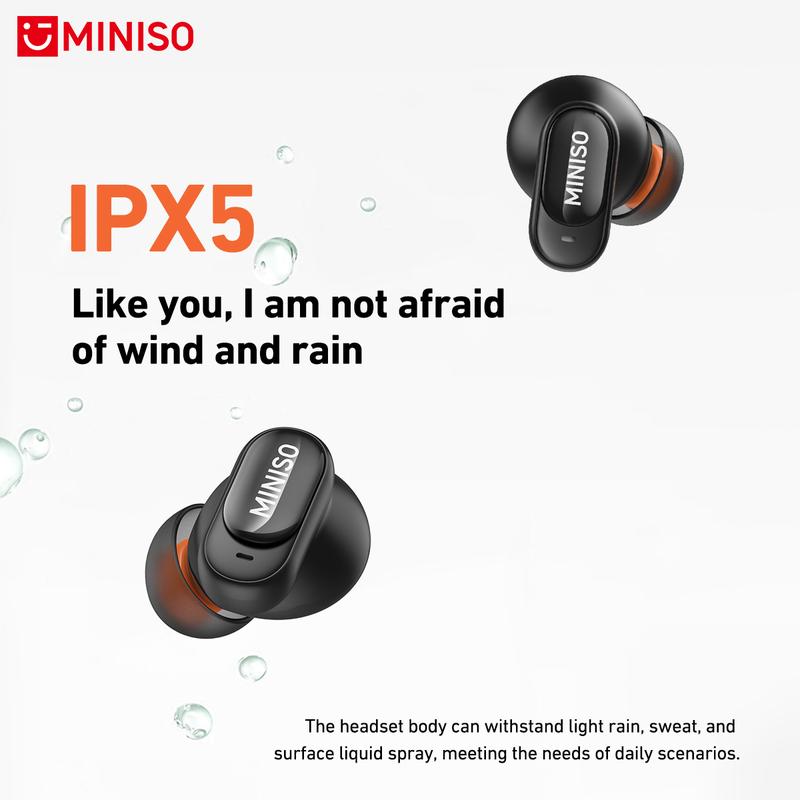 MINISO MS105 Wireless Earbuds Bluetooth 6.0 Earphones, In Ear Earbuds,Waterproof Wireless Earphones, Suitable for Office, Sports, Study and Audio Calls, Built in Microphone, Gaming Bluetooth Headphones