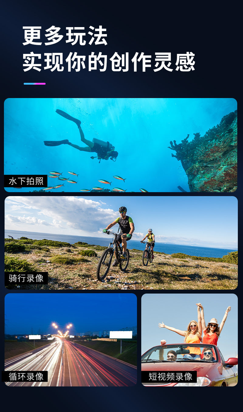 Cross-border new high-definition action camera4k Anti-Shake Smart Wireless wifi Outdoor shooting riding helmet camera