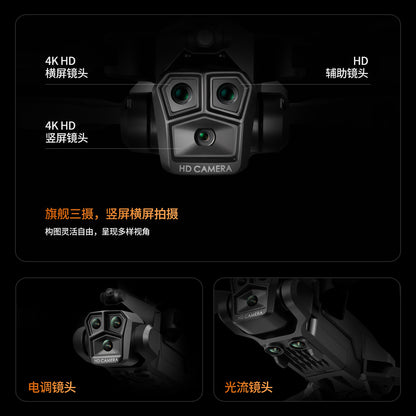 Cross-Border K10MAX High-definition Three-camera Aerial Photography Drone Obstacle Avoidance Remote Control Aircraft Optical Flow Quadcopter drone
