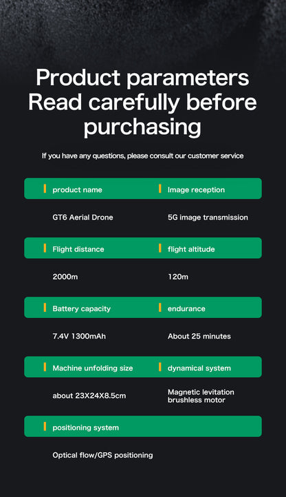 Cross-Border GT6Brushless Drone Intelligent Obstacle Avoidance Optical Flow GPS Return Remote Control Airplane5G Transmission Quadcopter