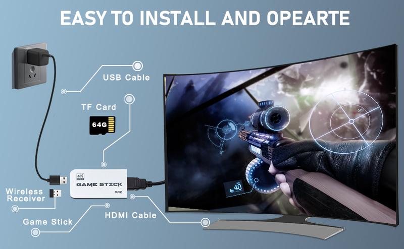 M15 Wireless Retro Game Stick with Built-in 23 Emulators, HD Output System, 2.4G Wireless Controllers & 64GB TF Card for Gamers of All Ages Springtok