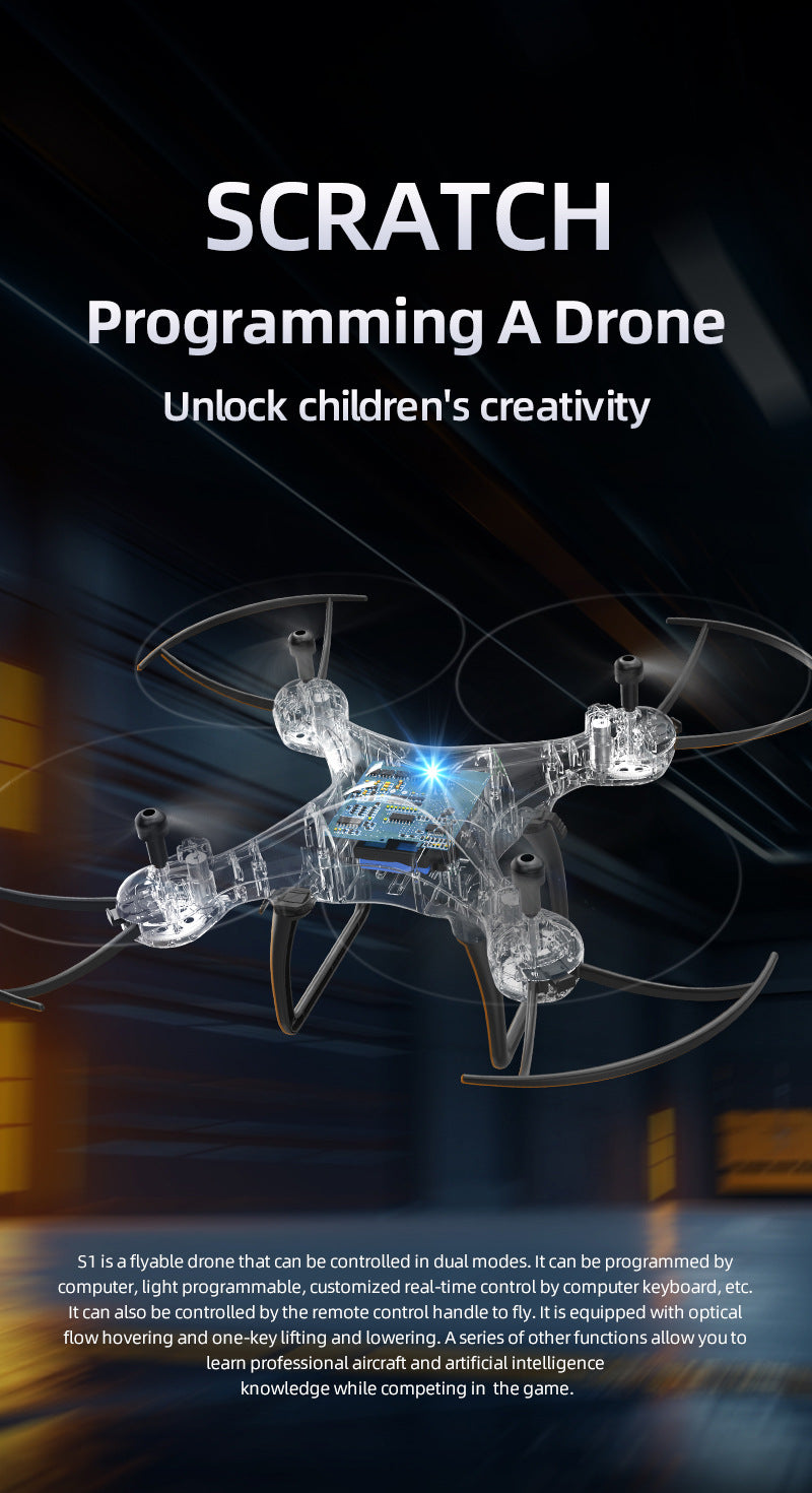 Educational Drone S1Teaching Course Computer Controlled Graphical Programming Quadcopter Remote Control Model Aircraft