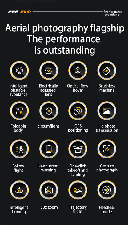 AE8EVO Screen-controlled Brushless Drone HD Aerial Photography GPS Return Folding Intelligent Obstacle Avoidance Screen Display Remote Control Airplane