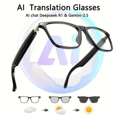 AI Interpretation Smart Glasses,160 Languages, Chat GPT,Audio Glasses for Men And Women,Microphone And Speaker, HD Voice Calls And HIFI Music Quality,Hands-Free Calling,Color Changing Lens, Suitable for  Riding,Driving,Travel,Black Friday & Cyber Monday