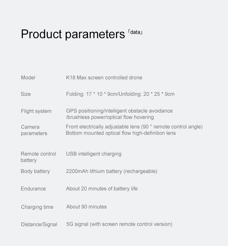 Cross-Border K18 MAX Drone with screen control brushless motor for high-definition aerial photography GPS Intelligent Positioning Remote Control Drone