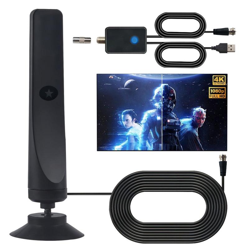 HDTV Antenna, Long Range Indoor/Outdoor Digital TV Antenna with Amplifier, Magnetic Base, 4K 1080p Support, Free Local Channels
