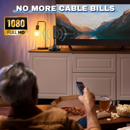 HDTV Antenna, Long Range Indoor/Outdoor Digital TV Antenna with Amplifier, Magnetic Base, 4K 1080p Support, Free Local Channels