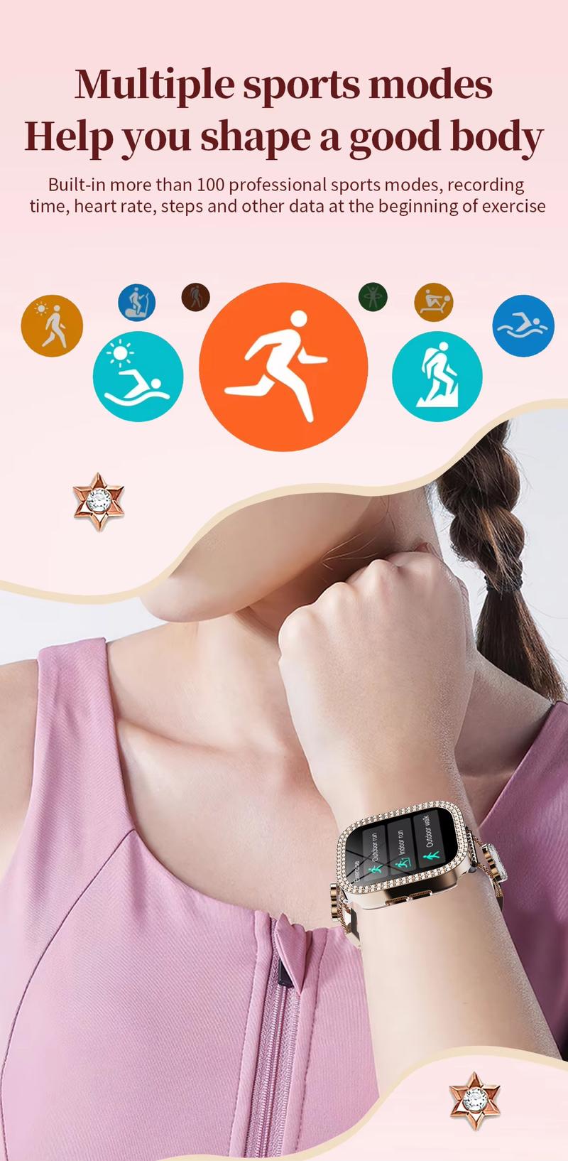 2025 Fashion Smart Watches for Women, Touch Screen Watch, Answer/Make Calls/100+ Sports Modes/Message Reminder, DIY Watch Dials, Wearable Devices, Smart Watches for iPhone/Andriod, Gift for Wife, Girl Friend