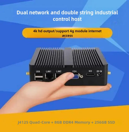 J4125 J6412 N100 J1900 J1800 Embedded Fanless Mini PC Fanless 2LAN Gigabit NICs MINI Computer PfSense Server Firewall with 2xCOM