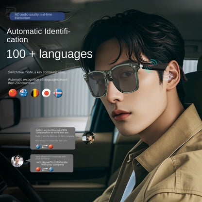 Black Technology Translation Smart Wireless Bluetooth Headset Myopia Glasses Anti-Blue Light Voice Call IOS Android Universal