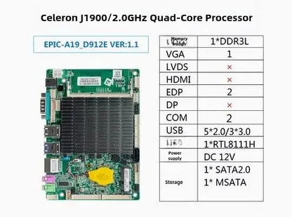 J1900 J1800 3.5 inch Motherboard 3.5" SBC IPC Mainboard industrial with  Dual-EDP  Celeron Quad Core DC-12V 2-COM 1xGbE LAN