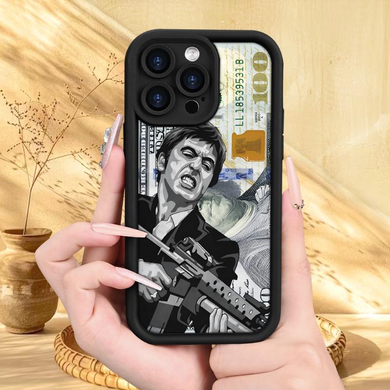 Creative Scar Face Painted Pattern Case for iPhone 16 15 14 Pro Max 13 12 11 XR XS Plus Shockproof Drop Protection Rugged Durable Silicone Cover