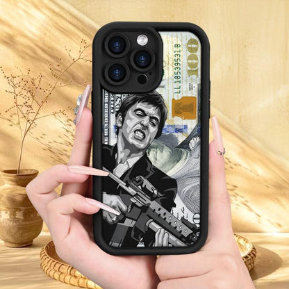 Creative Scar Face Painted Pattern Case for iPhone 16 15 14 Pro Max 13 12 11 XR XS Plus Shockproof Drop Protection Rugged Durable Silicone Cover