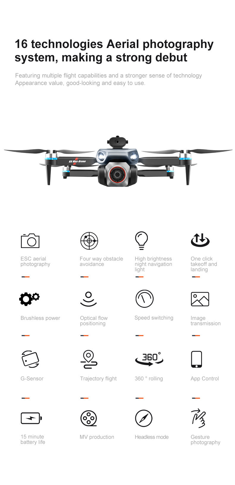 Cross-Border K6 MAX Drone with screen control, optical flow positioning, quadcopter with brushless motor, remote control airplane toy