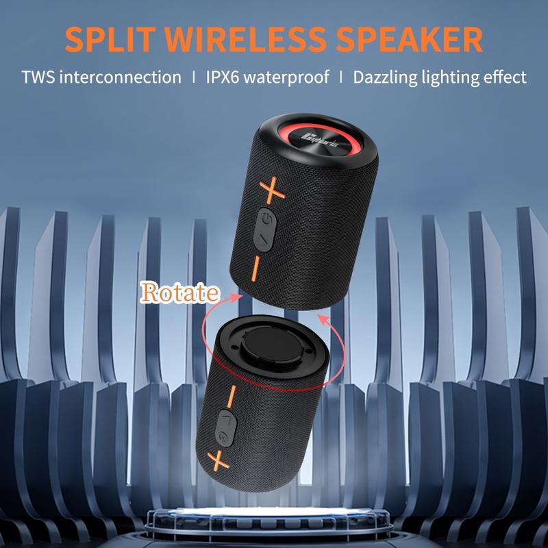 Cyboris springtok  S10 2 in 1 Portable Split Bluetooth speaker Portable subwoofer, 20W High Volume Stereo, IPX6 Waterproof, Smartphone Audio Cyber Black