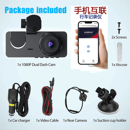 Three-Lens Dash Cam2Front, Middle, and Rear HD Night Vision Reversing Camera24H Wholesale Parking One Piece
