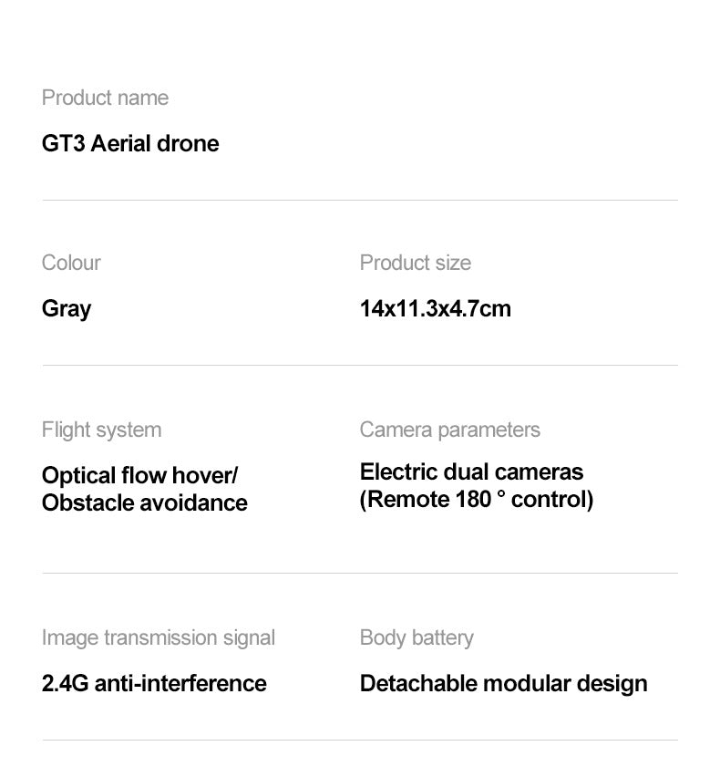 Cross-Border GT3Drone Export Aerial Photography HD Remote Control Aircraft Dual Camera Altitude Hold Aerial Photography Drone RC Model