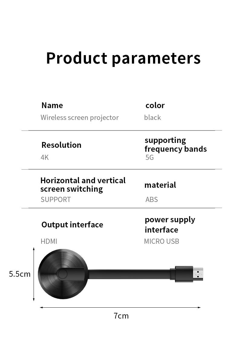 ZIHNIC Wireless Screen Projector HD TV Monitor Portable Mobile Phone Connection TV Monitor HD Wireless 5G 4K Horizontal and Vertical Screen Connector