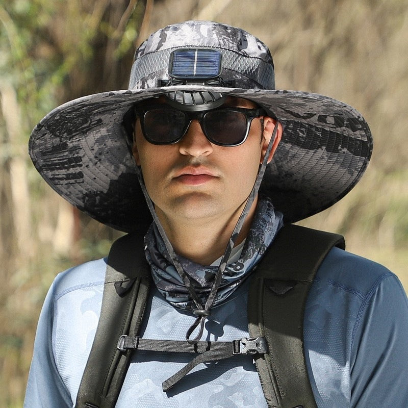 Foreign Trade Hot Item Solar Hat Rechargeable Dual Fan Men's Fishing Fisherman Hat Outdoor Sun Hat Sun Protection Hat