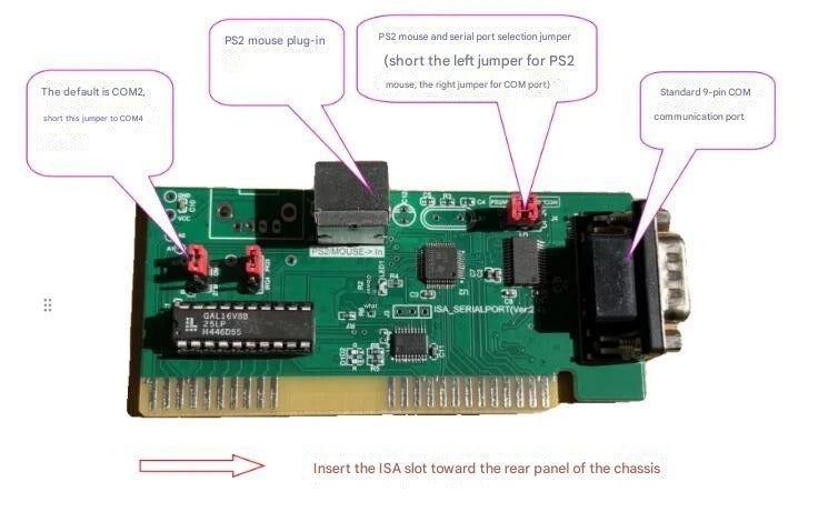 ISA To PS/2 Mouse COM ISA bus expansion card Serial port  card PS2 mouse interface Optical mouse DOS interface 8-bit bus