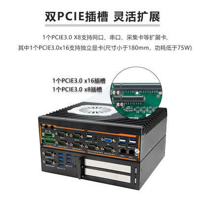 G37-C8E2 Dual Network 8 Serial Port Industrial Computer Dual PCIE Rail DIN Industrial Host Vision Industrial Computer