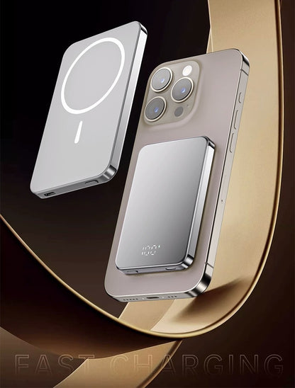 Suitable for Apple Magsafe Magnetic Wireless Power Bank Aluminum Alloy Fast Charging Portable Thin and Light Power Bank Customized