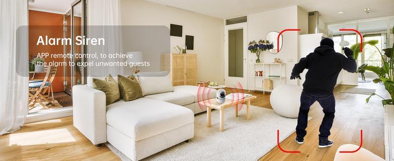 2MP Smart WiFi Pan-Tilt Security Camera with Human Detection, 2-Way Audio, IR Night Vision, IP64, Cloud/TF Storage, White