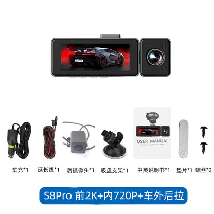 High Definition Car Mount DVR Reversing Image Parking Guard HD Three-Lens Dash Cam Factory Wholesale