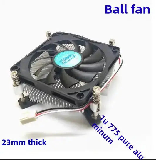 1U ultra-thin Cooler For INTEL LGA775 Processor pure aluminum radiator CPU fan 3-wire ball fan thickness 23mm