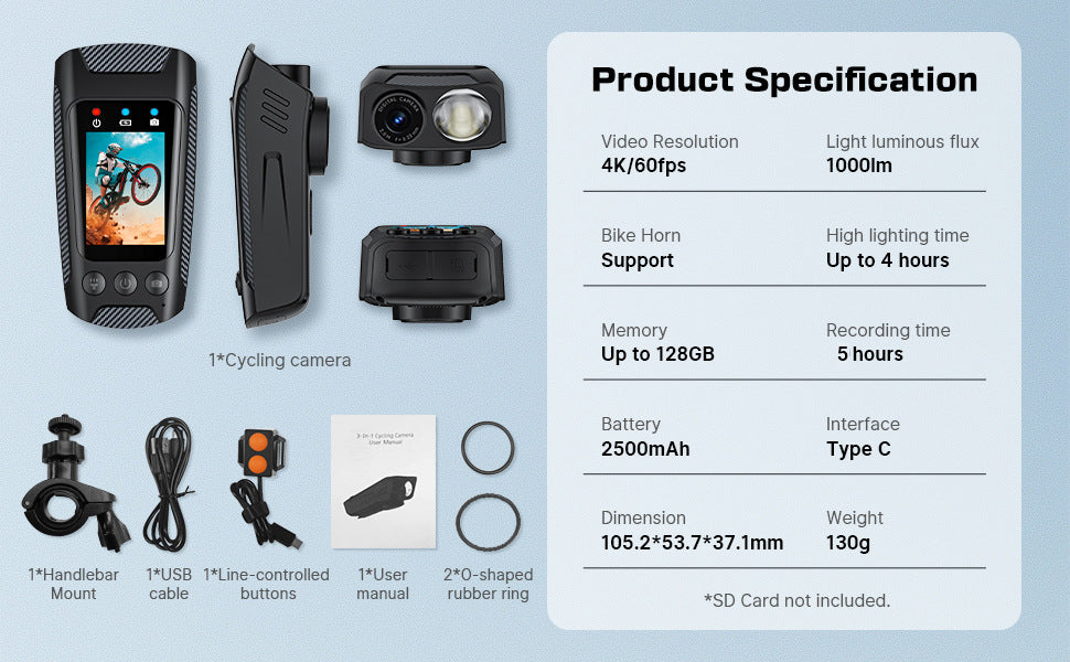 Cross-Border Hot New4K Sports Camera C3Pro Cycling Camera Outdoor Bicycle Cycling Recorder