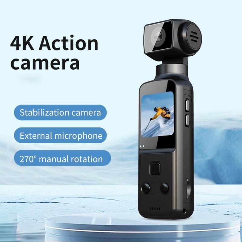 Video Blog Camera, Portable Camera, Vlogging Camera, 4K USB Rechargeable 270 Degree Rotatable Video Camera with 1.33 Inch CMOS, Anti-shake Action Camera for Video & Video Blog