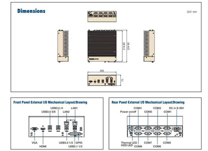 ARK-3531 Fanless Embedded Industrial Computer Mini Industrial 8th/9th Gen Core™ i3/i5/i7/i9 LGA1151 Box PC input 9-36VDC 4*LAN