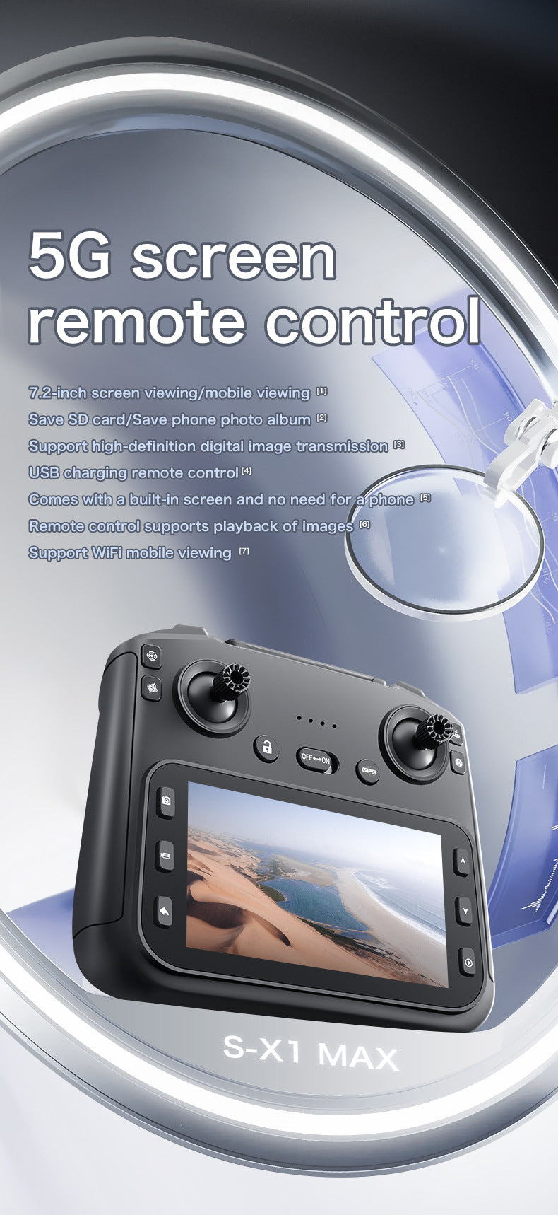 Cross-Border S-X1Drone Remote Control Belt5.9inch screen three-axis gimbal GPS Aerial Photography Four-Axis Remote Control Aircraft