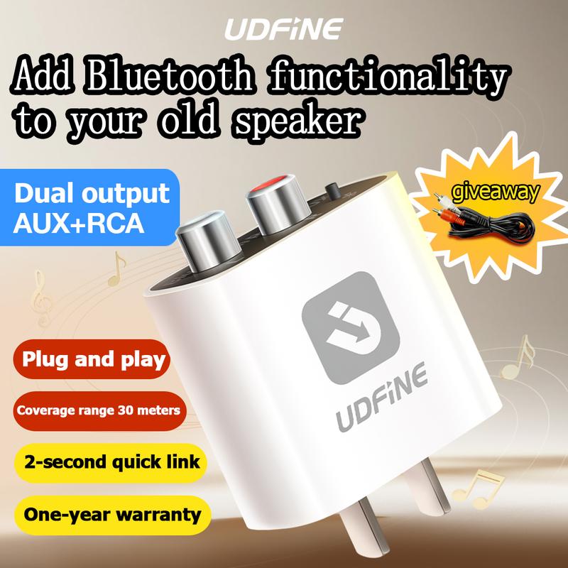 UDFINE Smart Bluetooth 5.4 Receiver to AUX/RCA Converter for Old Speakers | High-Quality Stereo Sound | Plug & Play | No Setup Hassles | Upgrade Your Audio Experience Audio Smartphone connection apx home amplifier mixer Wireless Set