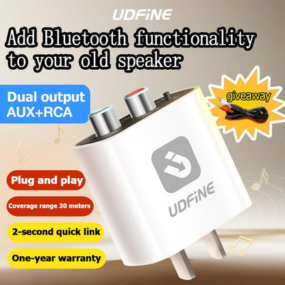UDFINE Smart Bluetooth 5.4 Receiver to AUX/RCA Converter for Old Speakers | High-Quality Stereo Sound | Plug & Play | No Setup Hassles | Upgrade Your Audio Experience Audio Smartphone connection apx home amplifier mixer Wireless Set