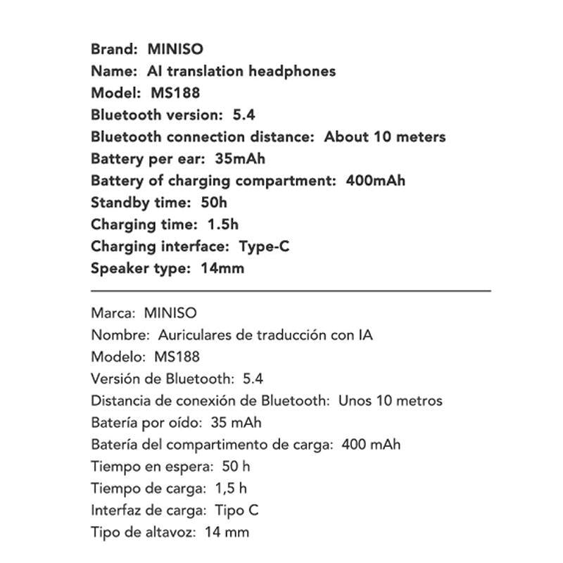 MINISO MS188 Wireless BT Headphones, 1 Count Open-back Over-ear Headphones with LCD Display Charging Case, Suitable for Daily Commuting