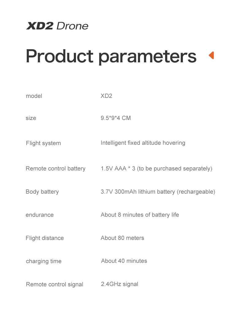 Cross-Border XD2Mini Drone, Shockproof and Impact Resistant2.4G Four-Axis Aircraft360°Rotating and Rolling Remote Control Toy