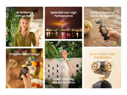 Xtra Muse Vlogging Camera with 1'' CMOS 4K/120fps Videos 3-Axis Gimbal Stabilizer Fast Focusing Face/Object Tracking Portable Handycam Camcorder