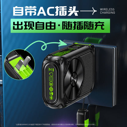 New power bank 5-in-1 magnetic wireless charger with built-in cable multifunctional AC Plug10000Ma Large Capacity